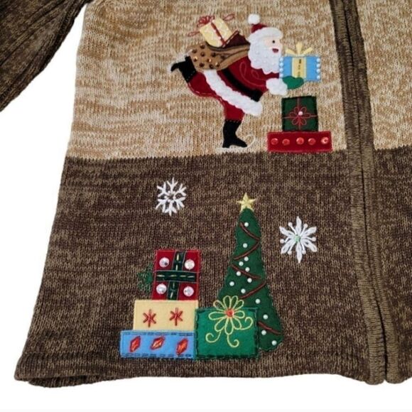 NEW Vintage Tiara International Christmas Embellished Zip Up Sweater Cardigan - Picture 11 of 14